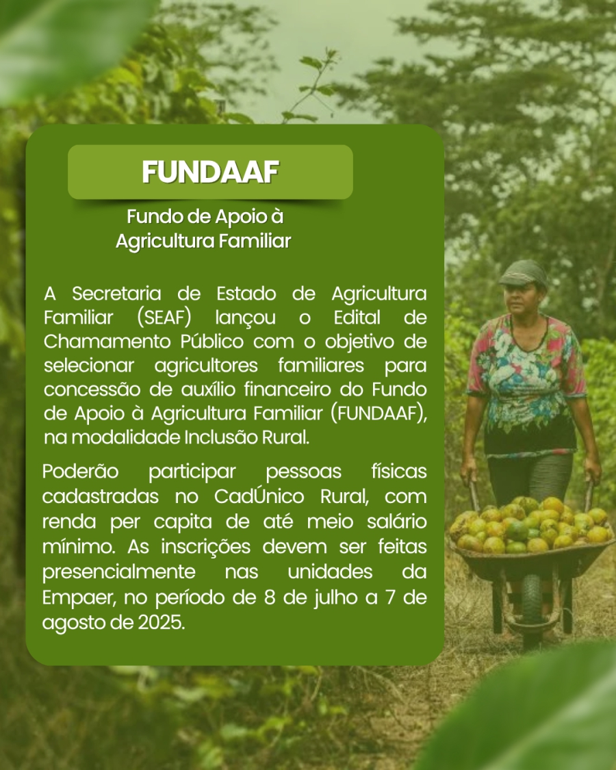 Governo de Mato Grosso abre edital de seleção para agricultores familiares acessarem recursos do FUNDAAF