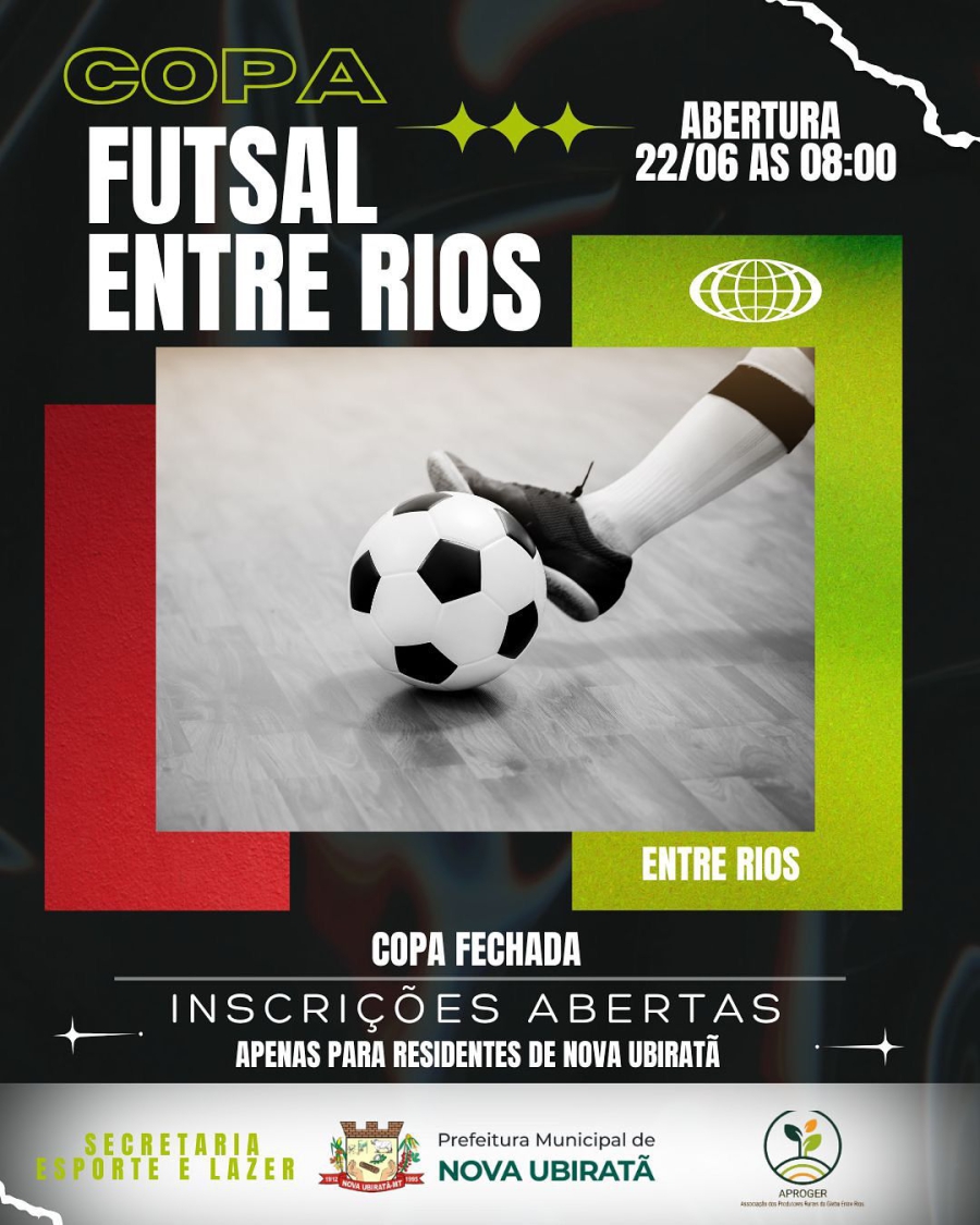 Inscrições abertas para a Copa de Futsal Entre Rios 