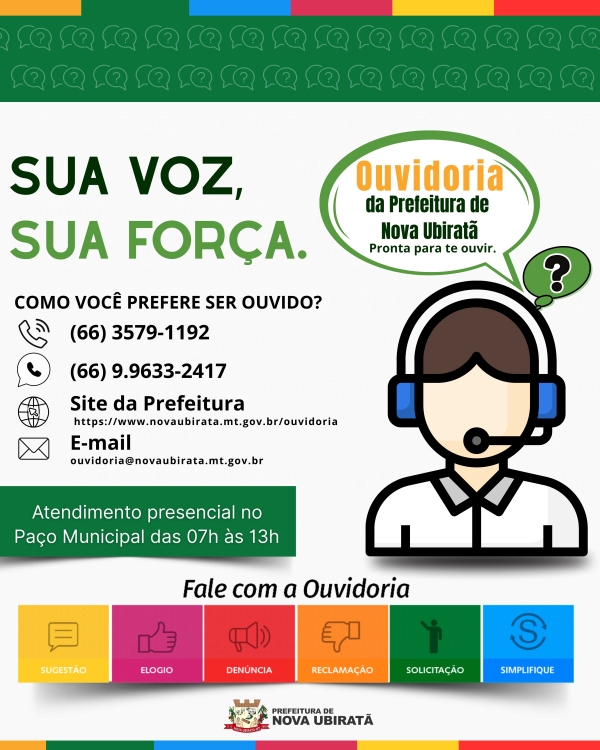 Ouvidoria P&uacute;blica de Nova Ubirat&atilde; fortalece a transpar&ecirc;ncia e aproxima &agrave; popula&ccedil;&atilde;o da Prefeitura Municipal